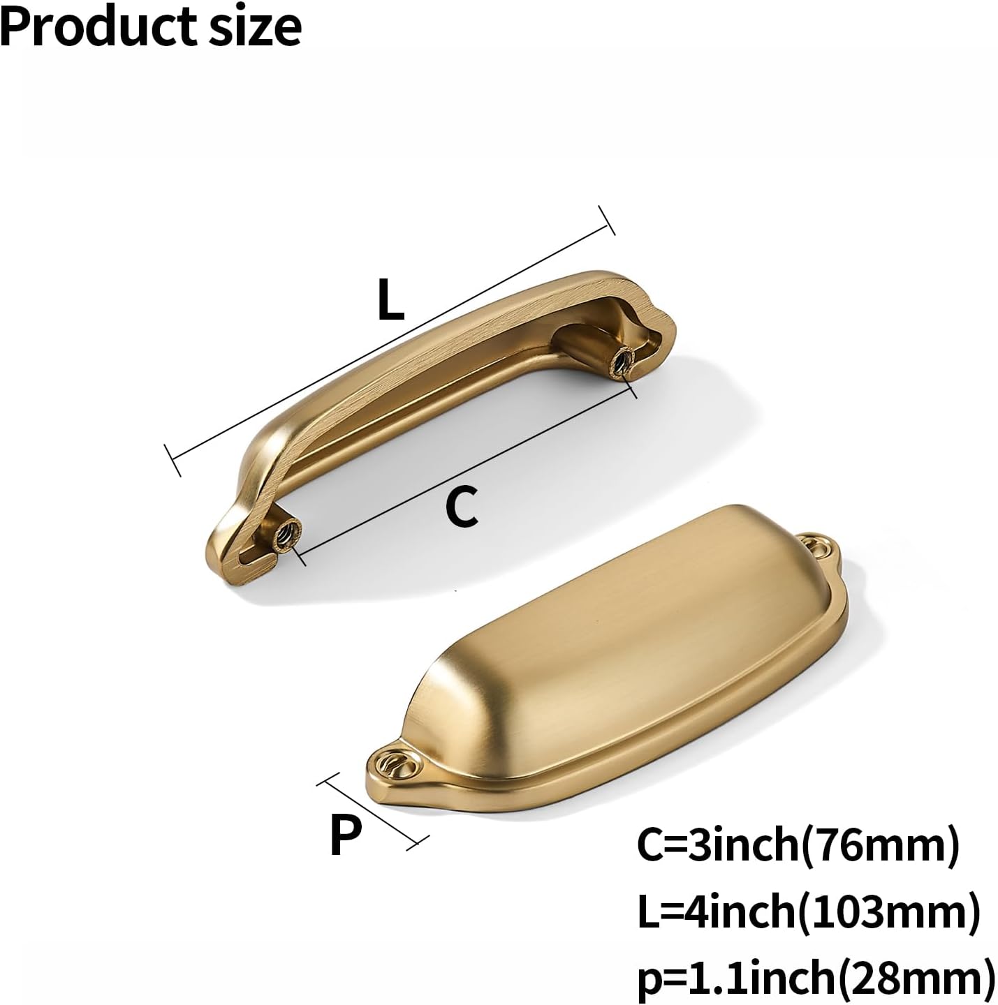 khtumeware 2 Pack Champagne Bronze Cup Pulls 3 Inch Center to Center - Cabinet & Drawer Handles for Kitchen Hardware