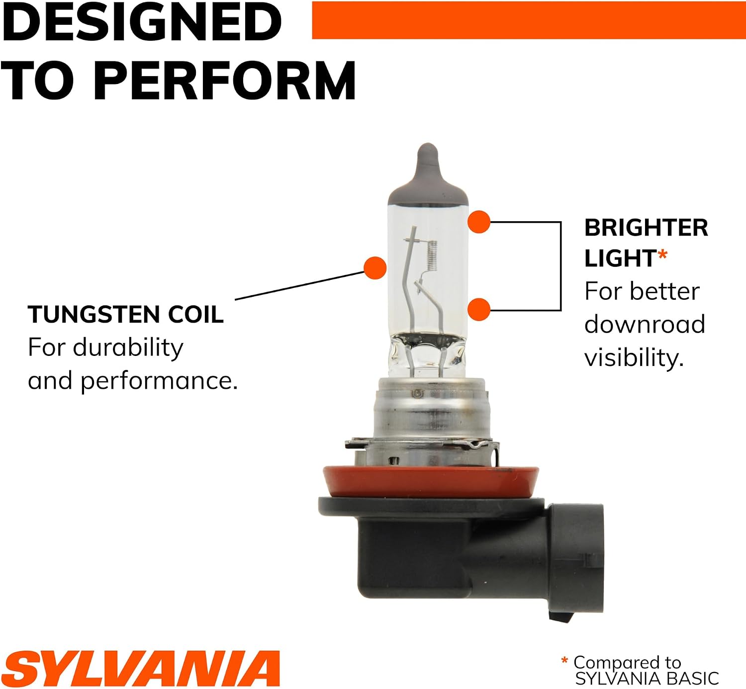 SYLVANIA H11 XtraVision Halogen Headlight Bulb, High or Low Beam, 2 Bulbs