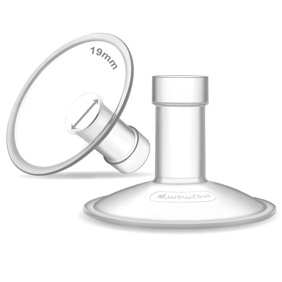 19mm Maymom MyFit Shields Saucer Series Compatible with Medela Breast Pump- PersonalFit, Freestyle, Harmony, Maxi, Freestyle Flex Connector; Connect to Maymom Widemouth/Narrow Connector, 2pcs