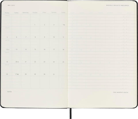 Moleskine PRO 12 Month 2025 Weekly Vertical Planner, Hard Cover, Large (5" x 8.25"), Black, 288 pages