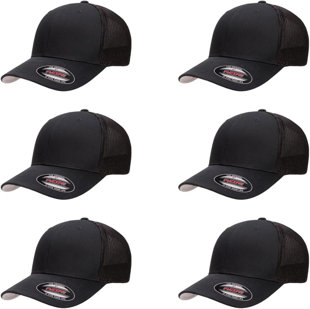 Flexfit 6511 Fitted Mid-Profile Stretchable Mesh Panels Trucker Cap