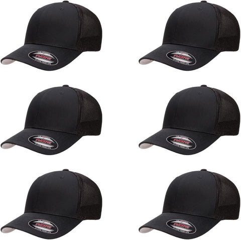 Flexfit 6511 Fitted Mid-Profile Stretchable Mesh Panels Trucker Cap