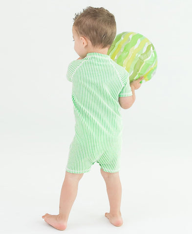 RUGGEDBUTTS Baby Boy Rash Guard Striped - One Piece Sunsuit UPF 50+