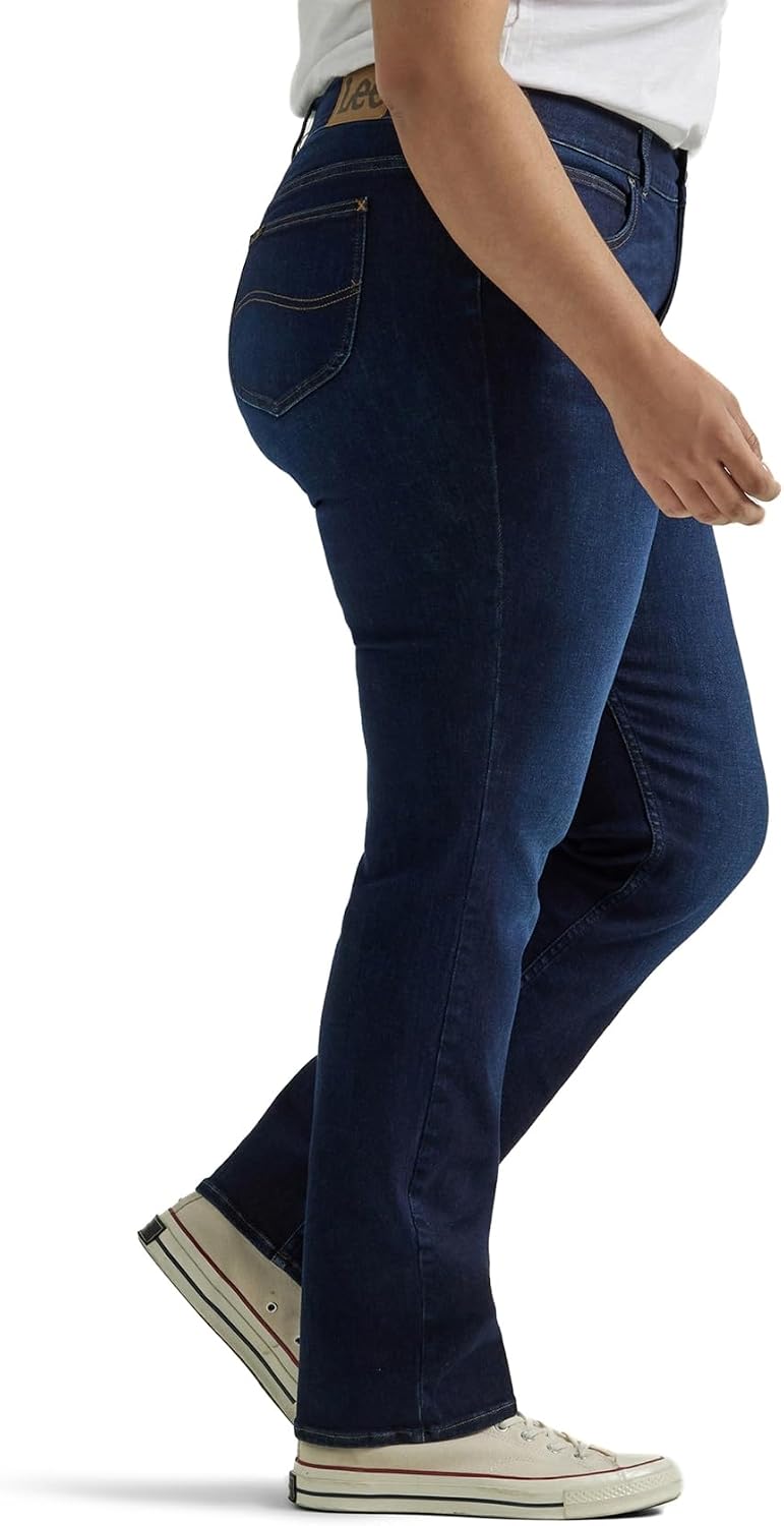 Lee Women's Plus Size Ultra Lux Comfort With Flex Motion Straight Leg Jeans