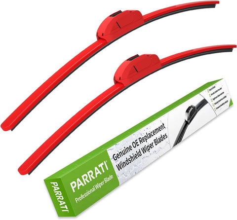OEM Quality 15" + 15" PARRATI Red Windshield Wiper Blades (Set of 2)