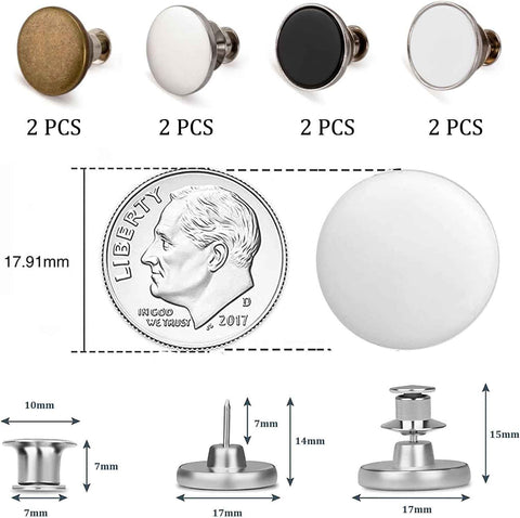 8 Sets of 17 mm Pants Button, Jean Buttons Pins for Loose Jeans, Adjustable Button for Jeans, Reusable and Adjustable Metal Pants Button Tightener
