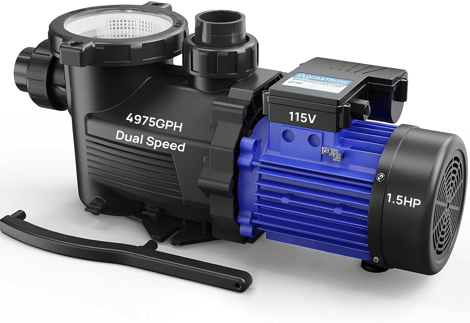 Aquastrong 1.5HP In/Above Ground Pool Pump, Dual Speed, 115V, 4975GPH, High Flow, Powerful Self Primming Swimming Pool Pumps with Filter