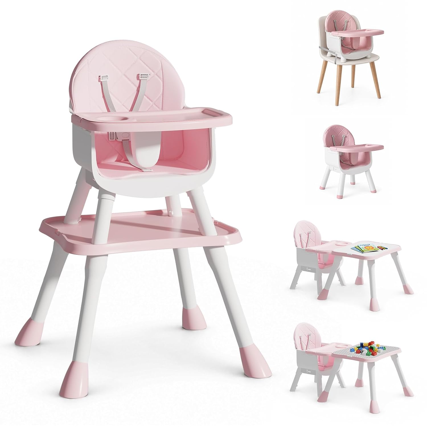 6-in-1 Convertible Baby Highchair for Babies and Toddlers, Booster Seat