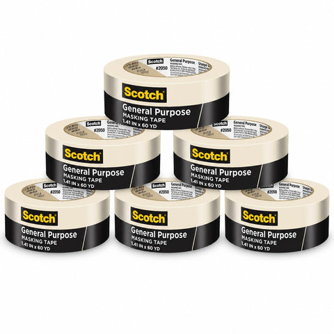 3M 36-Rolls of .94” x 60 yds 2050-24AP Scotch Greener Tan General Purpose Masking Tape