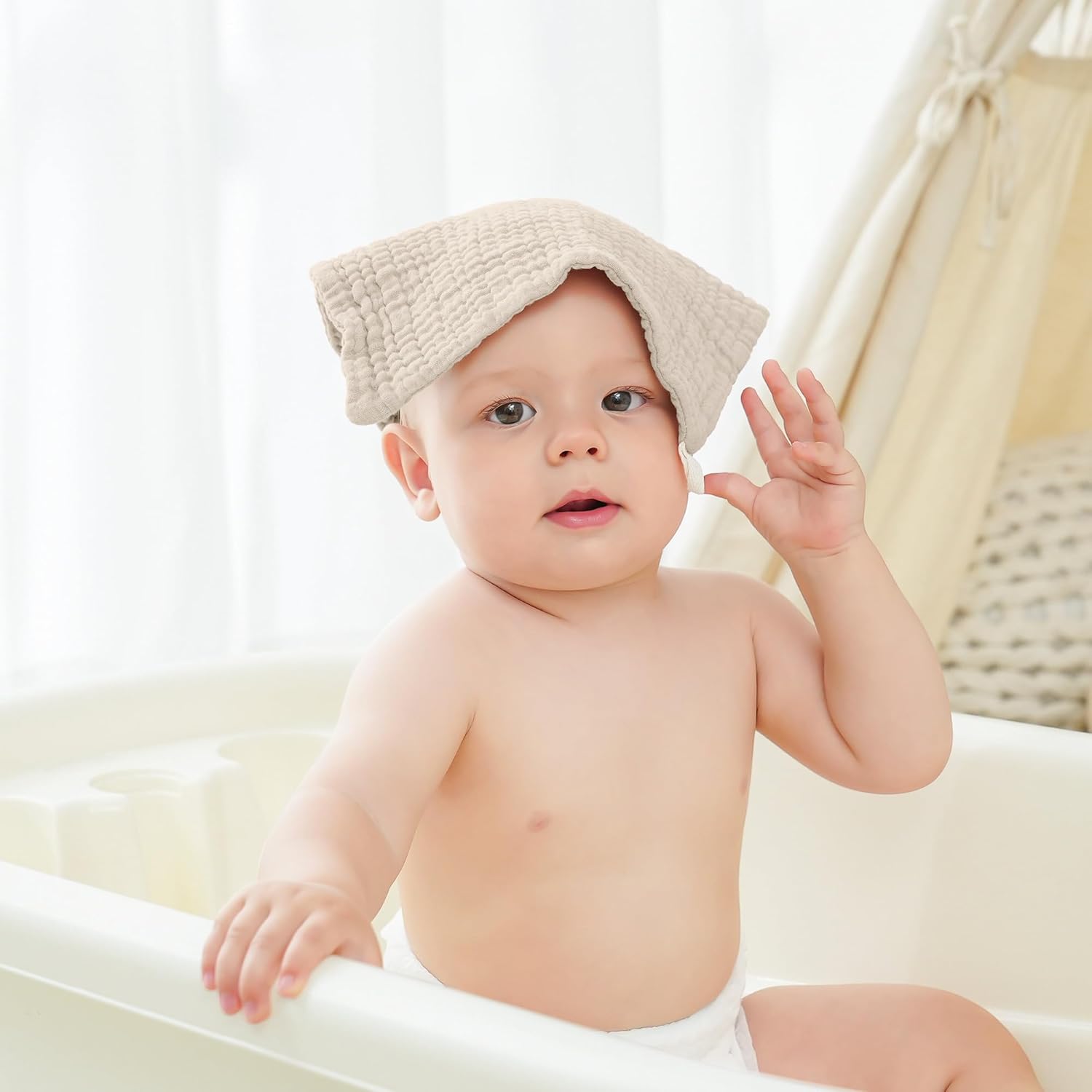 Bearmoss Muslin Burp Cloths 100% Cotton Cloths Baby Burp Cloths Muslin Washcloths Ultra-Absorbent Soft Baby Face Towel Burping Clothes for Newborn Burp Cloths Baby Boys and Girls 20"x10"(ApricotAsh)