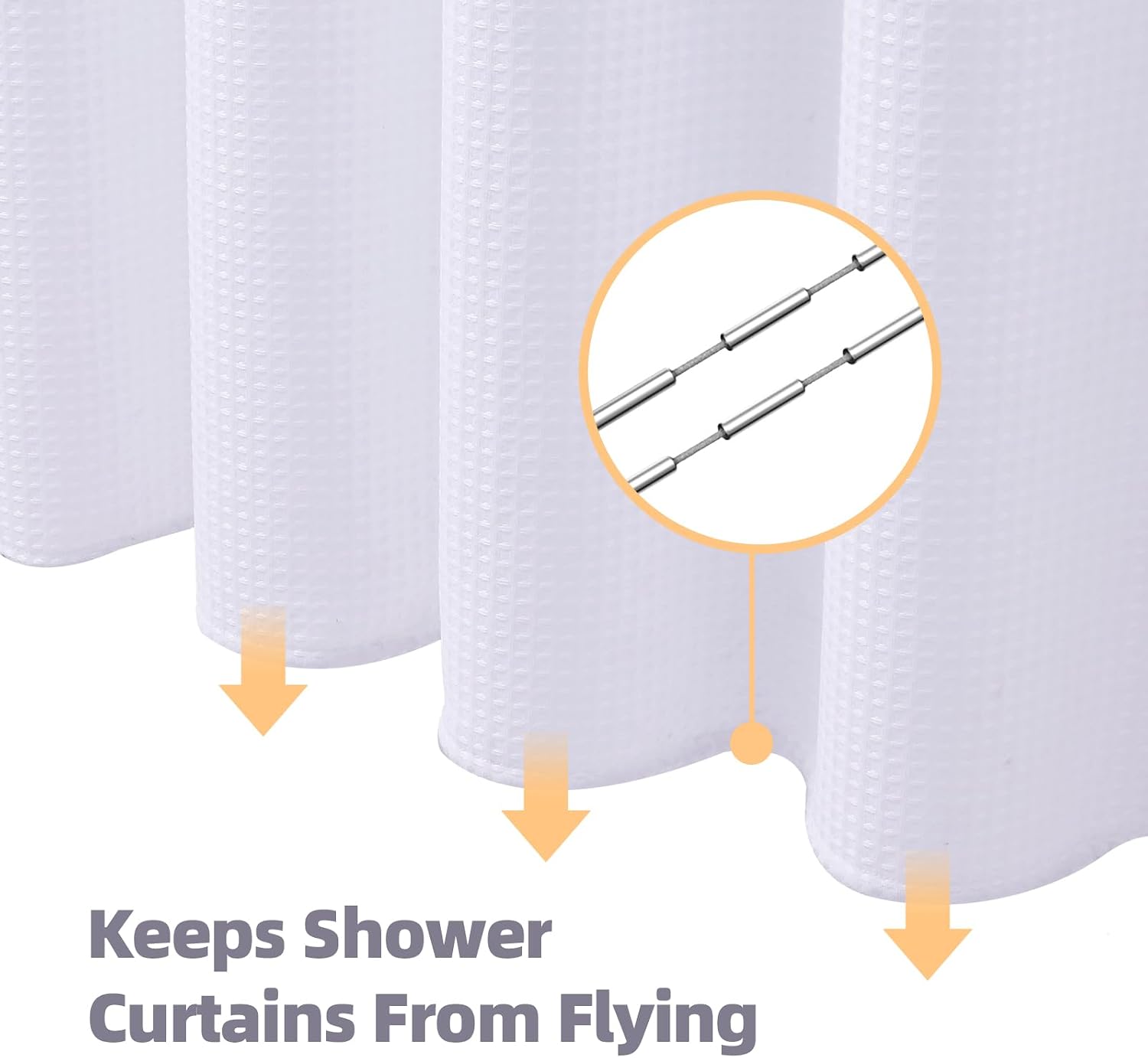 LaCyan Waterproof Waffle Shower Curtain, 258GSM Heavy Duty 3 Piece Set with Clear Liner and 6 Stainless Steel Hooks, Polyester Fabric Shower Curtains for Bathroom, Machine Washable, 36x72 Inch, White