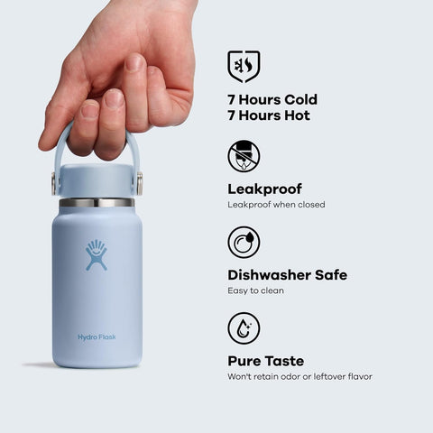 Hydro Flask Micro Bottle - Leak Proof Purse or Pocket Flask - Insulated Mini Water Bottle 6.7 Oz Aloe