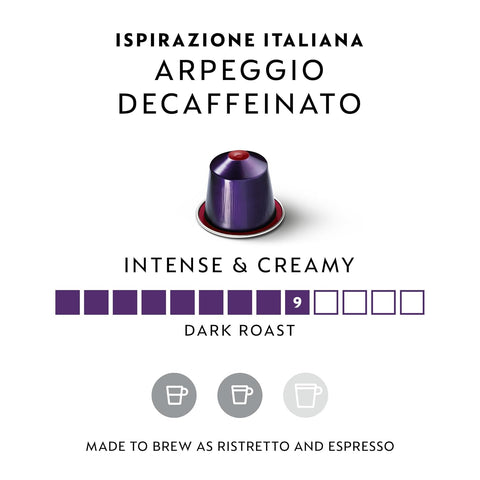 Nespresso Original, Arpeggio Decaffeinato, 50-Count Espresso Coffee Pods | Capsules Dark Roast Pack of 1