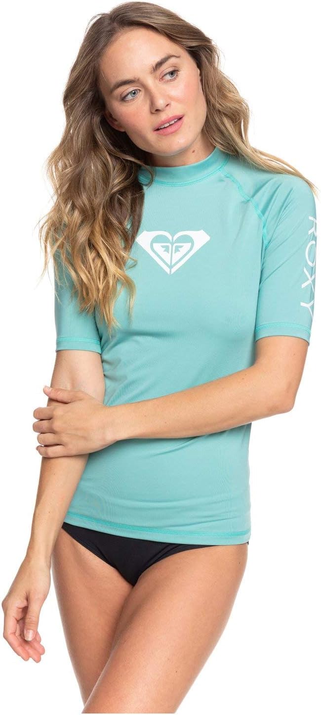Roxy Womens Short Sleeve Compression Fit Rashguard, UPF 50+, Quick Dry, Recycled Swim Shirt