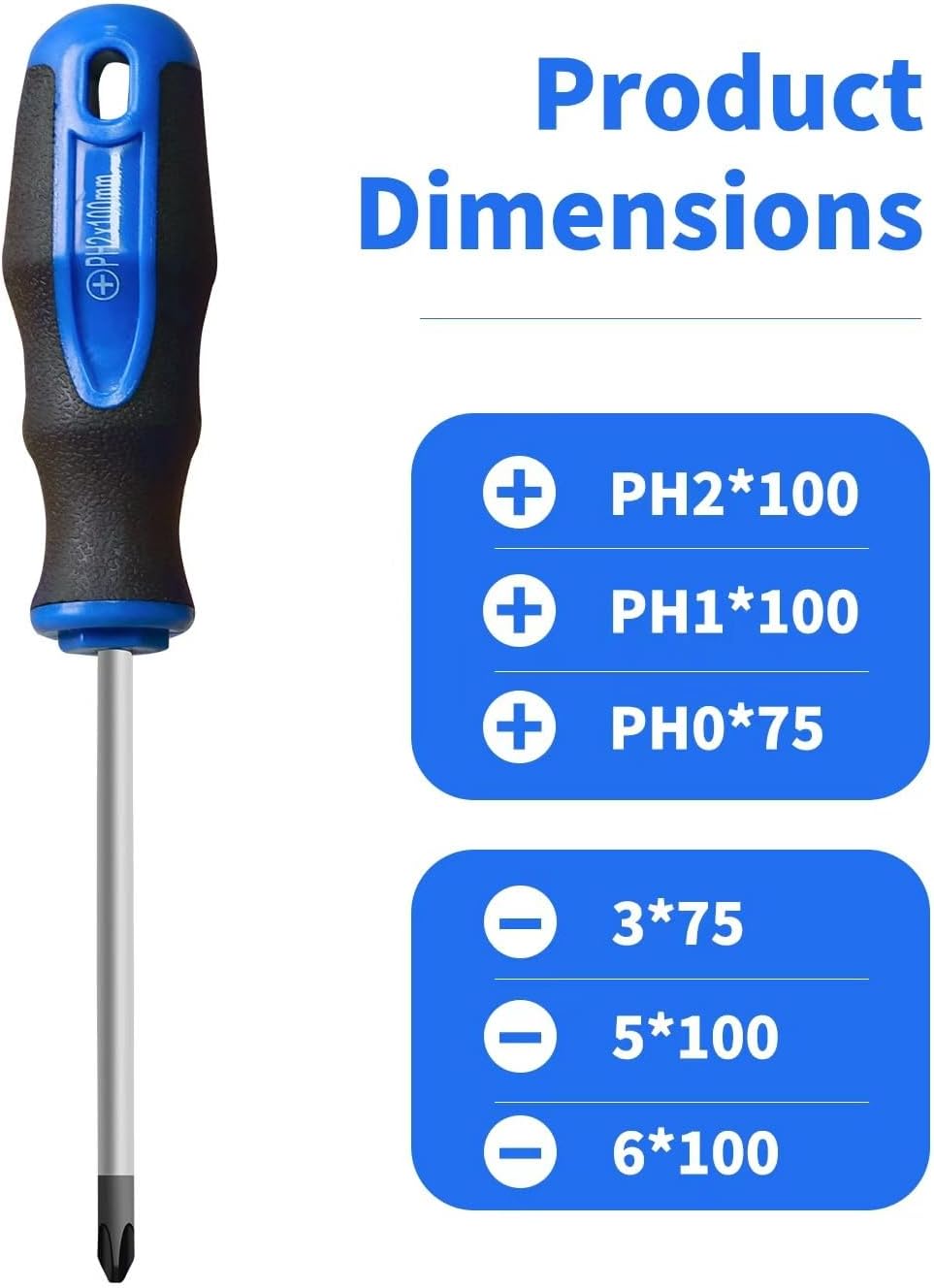 ROTATION 6PC Magnetic Tip Screwdriver Set, 3 Phillips and 3 Flat