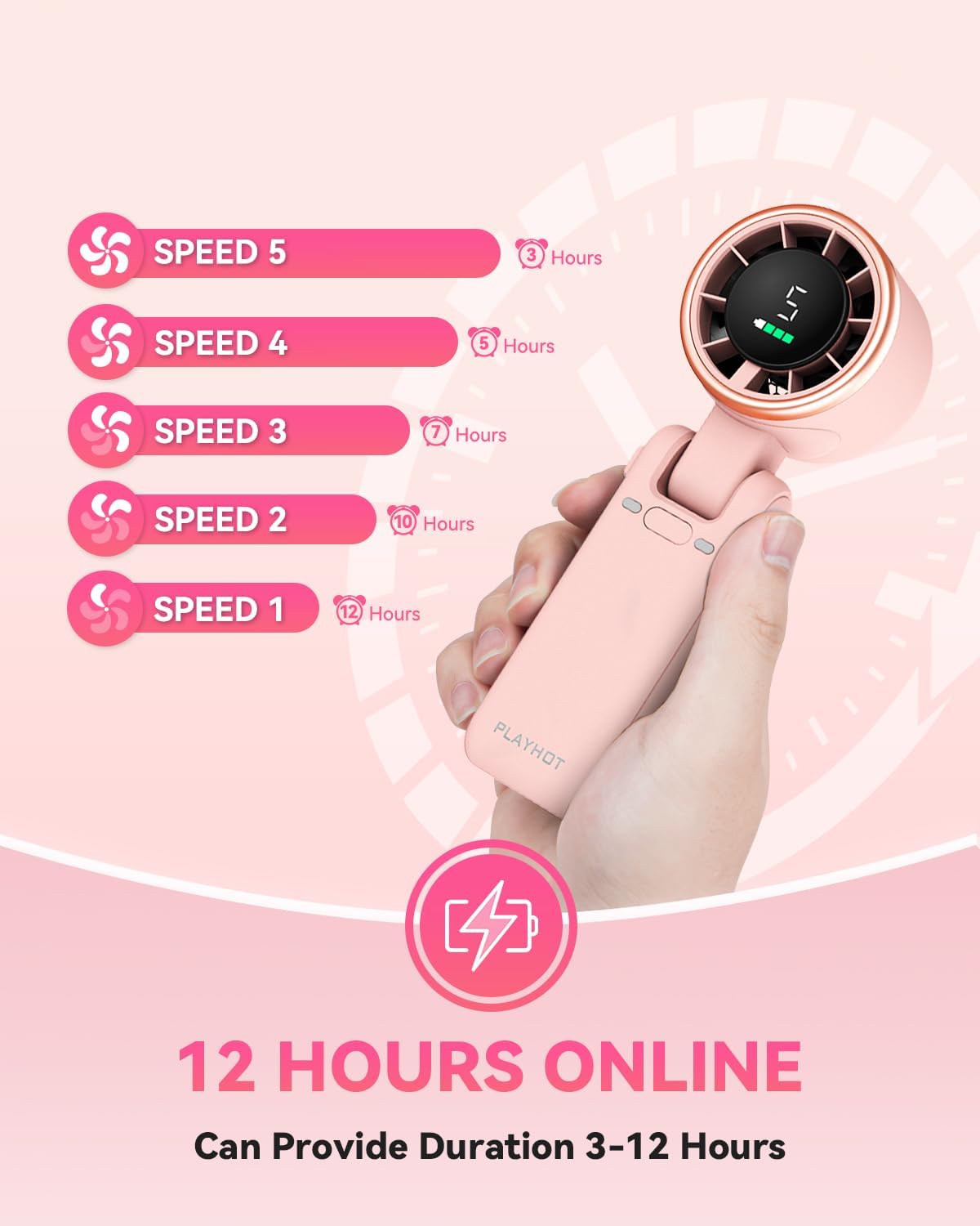 PlayHot Portable Handheld Turbo Fan, Travel Essentials, Gifts for Women/Men