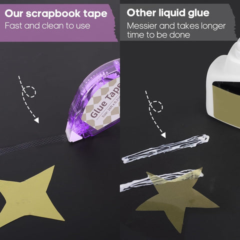 Secopad Scrapbook Tape, Glue Tape for Crafts, 16 Pack, Clear Colored Shell