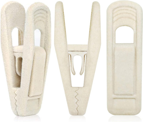 TOFIIGREM Velvet Hanger Clips for Velvet Hangers - 20 PCS Beige Non-Slip Velvet Clip for Skirt Hanger, Strong Flocking Clips Fit for Ivory Velvet Hangers