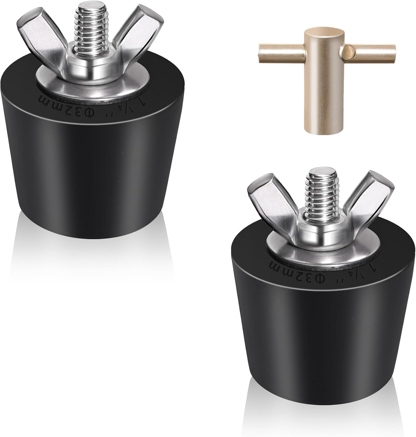 2 Pack Rubber Pool Winter Plugs with One T-Handle 1" – 1.25" Pool Winterizing Plugs with Stainless Steel Screws Pool Return Jet Plug Inground & Above Ground Skimmer Plug for Pools