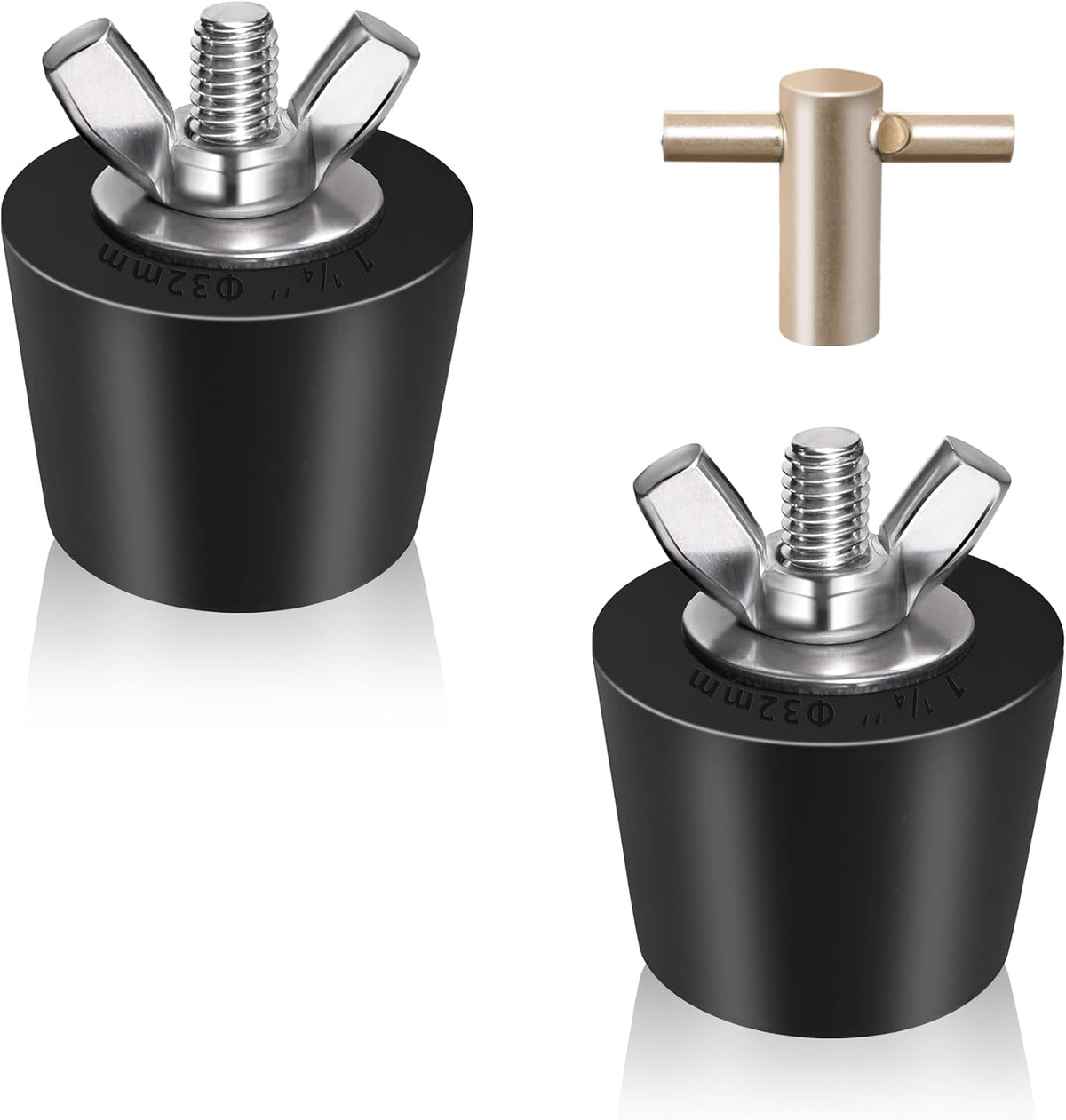 2 Pack Rubber Pool Winter Plugs with One T-Handle 1" – 1.25" Pool Winterizing Plugs with Stainless Steel Screws Pool Return Jet Plug Inground & Above Ground Skimmer Plug for Pools