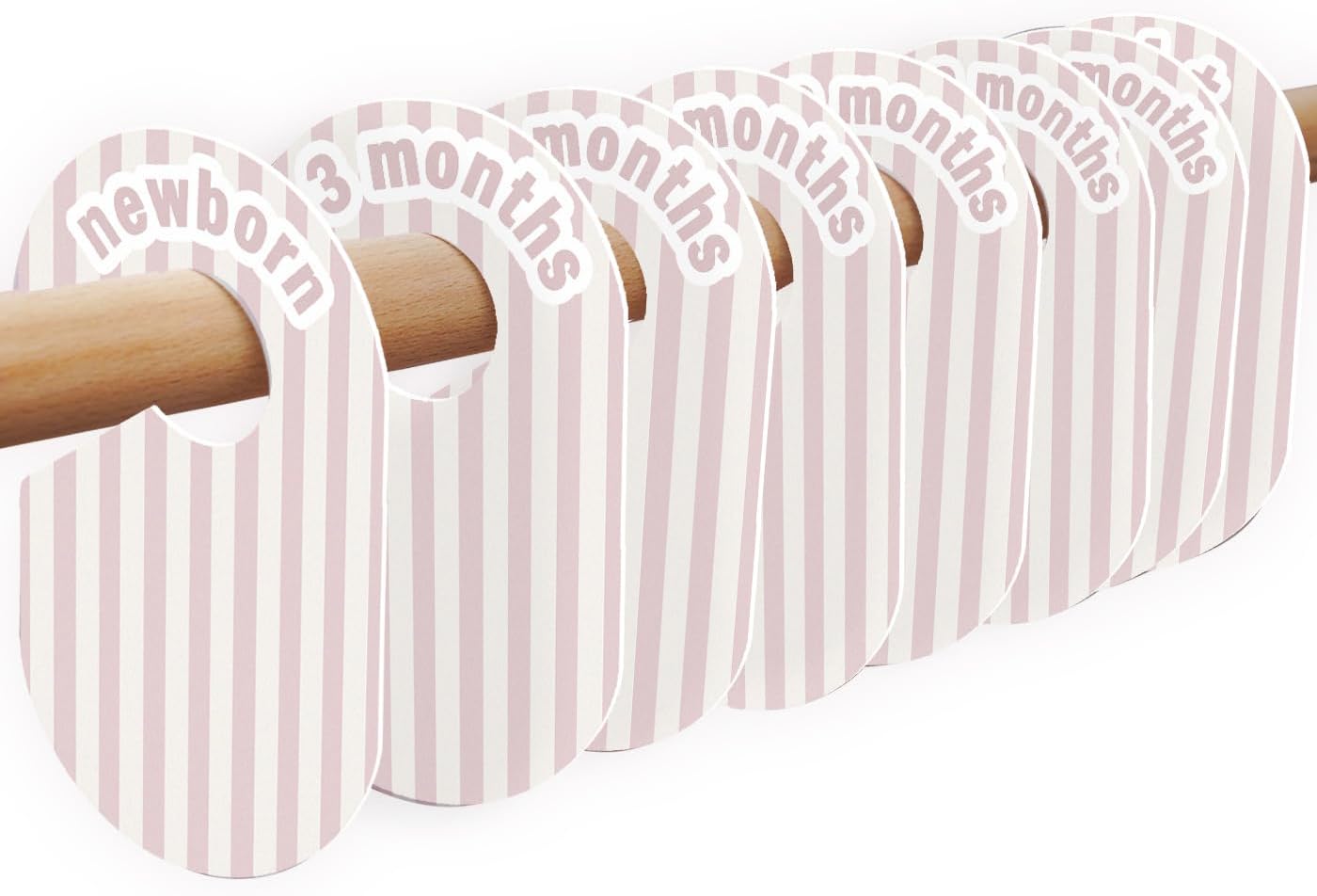 8 Pack Baby Closet Dividers – Pure Green Nursery Organizer for Baby Clothes 0-24 Months, Closet Size Markers, Baby Clothing Organizer for Nursery (pale pink)
