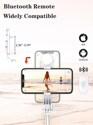 Selfie Stick Tripod with Wireless Remote, 46'' Cellphone Selfie Stick Tripod with LED Fill Light, for iPhone 16/15/14/14 pro/13/13 Pro/12/11/11 Pro/XS Max/XS/XR/X/8/7 and Android Smartphone(Upgrade)