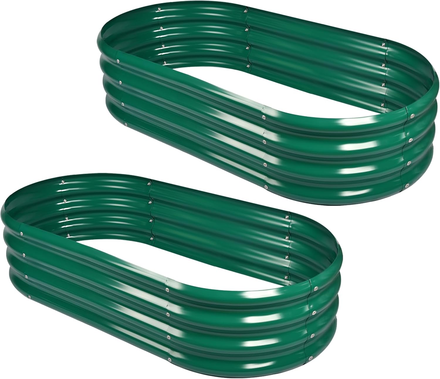 Land Guard 2Pcs Galvanized Raised Garden Bed Kit, Galvanized Planter Oval Large Metal Raised Garden Boxes Outdoor for Vegetables…