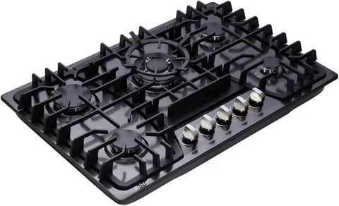 30 Inch Gas Cooktop, 5 Burners Built-in Stovetop, Stainless Steel LPG/NG Convertible Stove, Dual Fuel Sealed Hob - Black