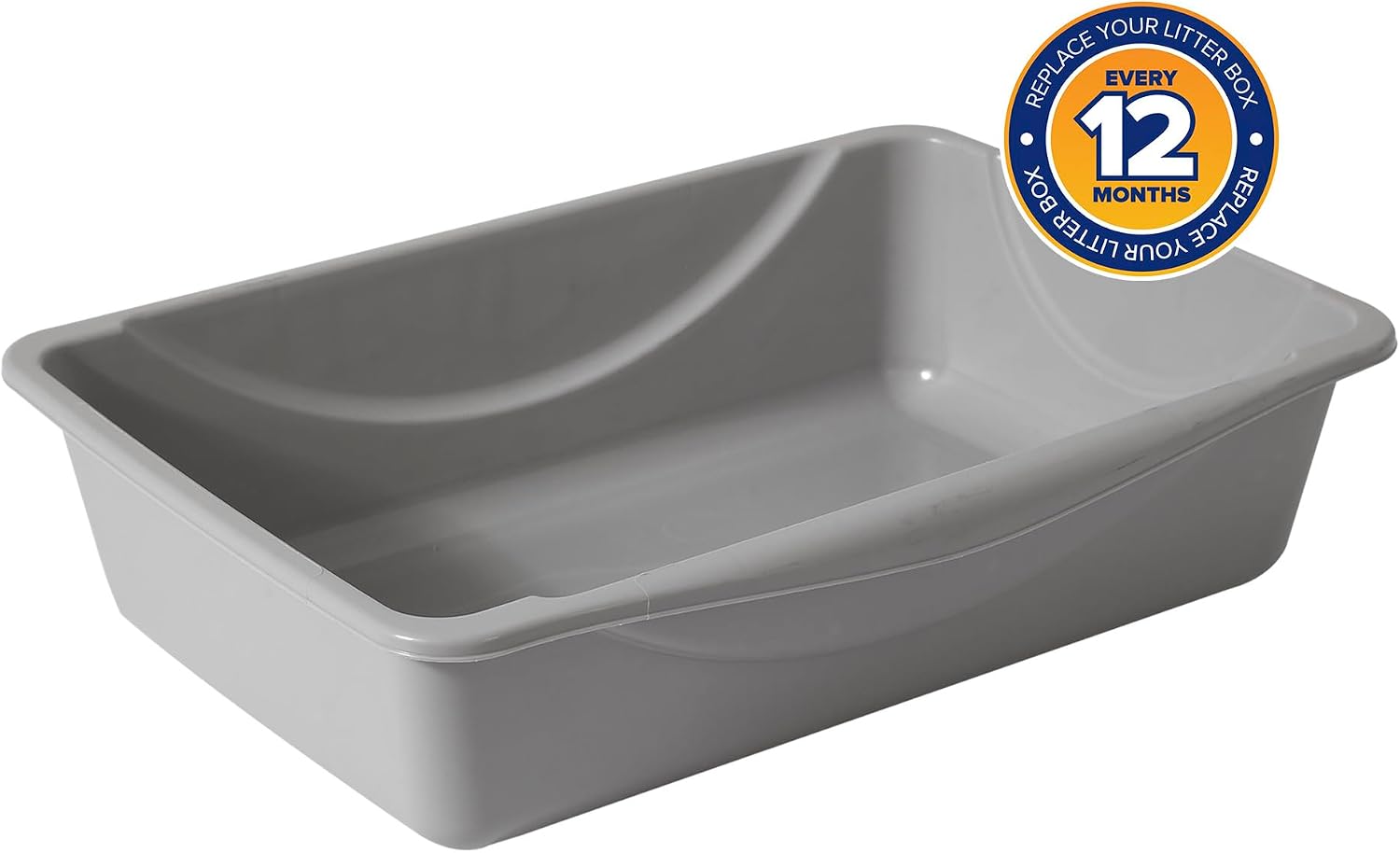 Petmate Basic Open Plastic Cat Litter Pan, Gray, Small
