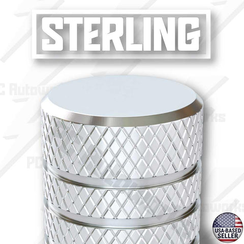 Aluminum Tire Valve Stem Caps – Anti-Rust, Premium Anodized Aluminum, Corrosion-Resistant, Easy Install, Universal Fit for Car, Truck, Bike, SUV – 1 Pack/Set of 4 (Sterling Silver)