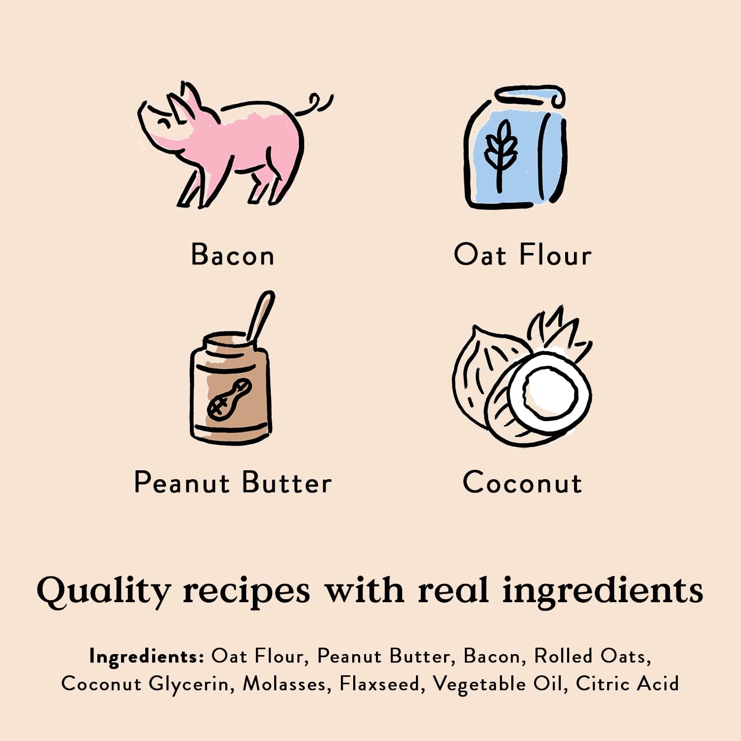 Bocce's Bakery Bac'n Nutty Soft & Chewy Dog Treats, PB & Bacon Flavor (6oz)