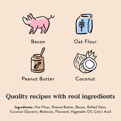 Bocce's Bakery Bac'n Nutty Soft & Chewy Dog Treats, PB & Bacon Flavor (6oz)