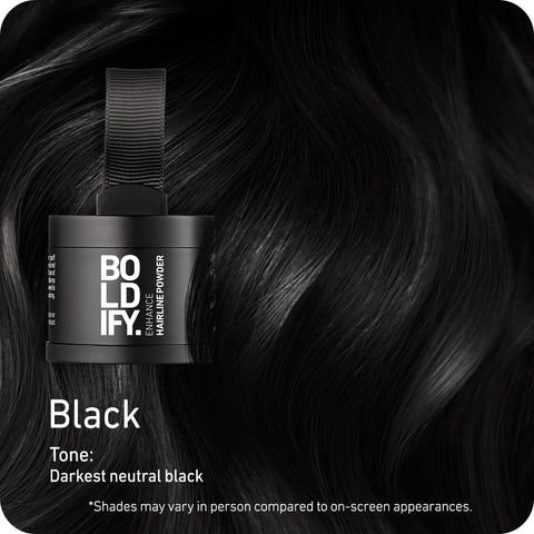 BOLDIFY Hairline Powder - Root Touch Up & Hair Loss Cover Up, Instant Gray Coverage 48-Hour Stain-Proof Hair Color Powder for Women & Men, Hair Fibers and Hair Topper Alternative (Black)