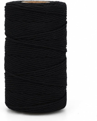 G2PLUS Black String, 2MM 328 Feet Cotton String for Crafts & Bakers