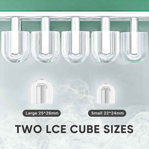 DUMOS Ice Makers Countertop with Handle Ice Machine, Fast in 6 Mins, 26lbs in 24 Hours, Quiet Self-Cleaning, Compact Size Portable for Home, Kitchen, RV, Camping, Green