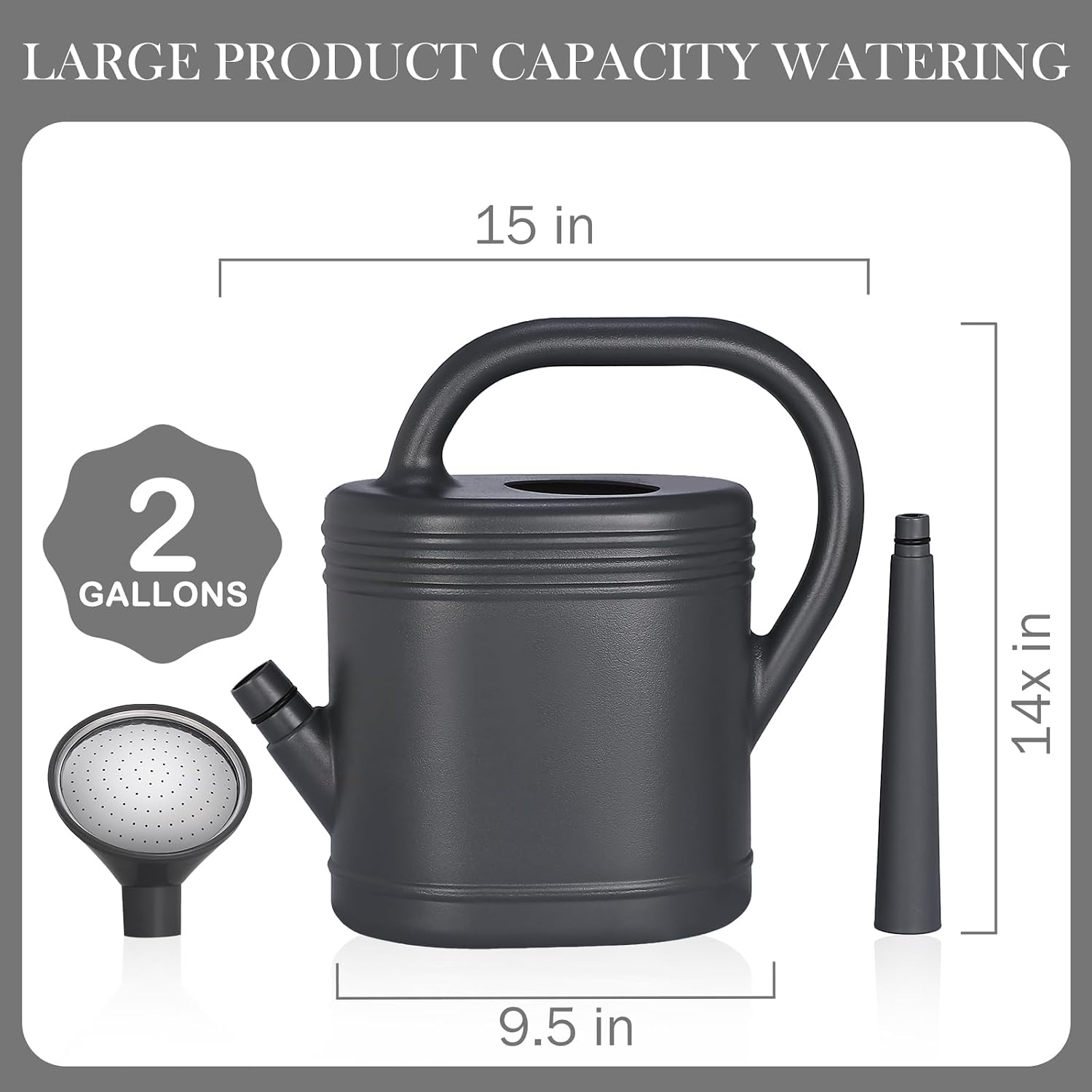 2 Gallon Watering Can for Indoor Plants, Garden Watering Cans for Outdoor Plant House Flower, Modern Plant Watering Can Large Long Spout with Sprinkler Head