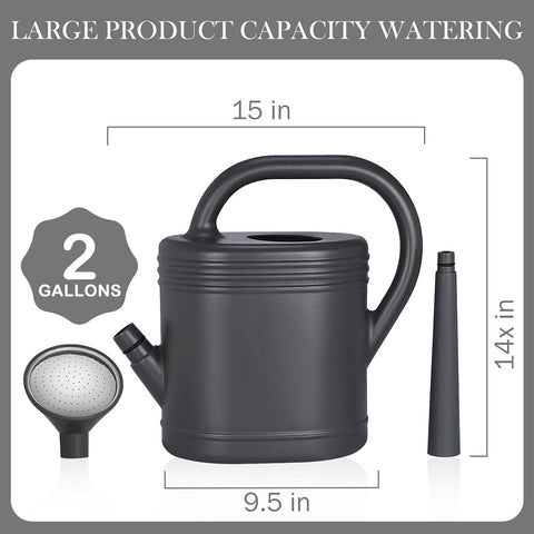 2 Gallon Watering Can for Indoor Plants, Garden Watering Cans for Outdoor Plant House Flower, Modern Plant Watering Can Large Long Spout with Sprinkler Head