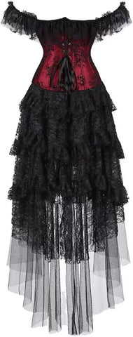 Jutrisujo Corset Dress Top for Women with Sleeves off the shoulder Lace Floral Costume Bridal Wedding