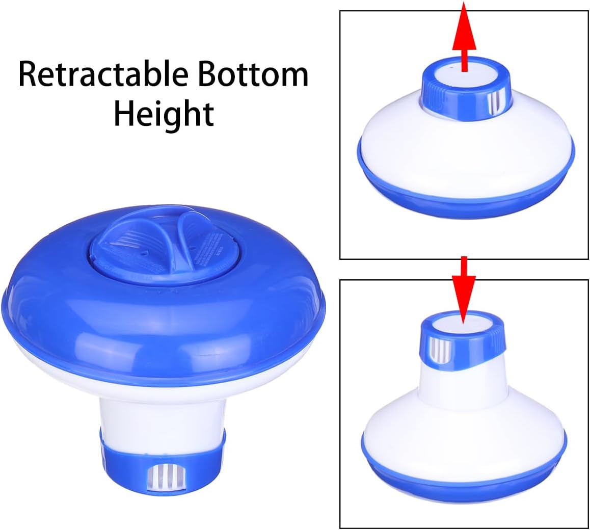 ATIE Collapsible/Retractable Mini 1" Chlorine/Bromine Tablet Dispenser for Small Kiddie Pool, Spa, Hot Tub, and Fountain, Ideal for Inflatable & Small Above-Ground Pools
