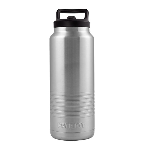 Patriot 36oz Water Bottle perfect for Hiking, Camping, Exercising, Biking (Silver)