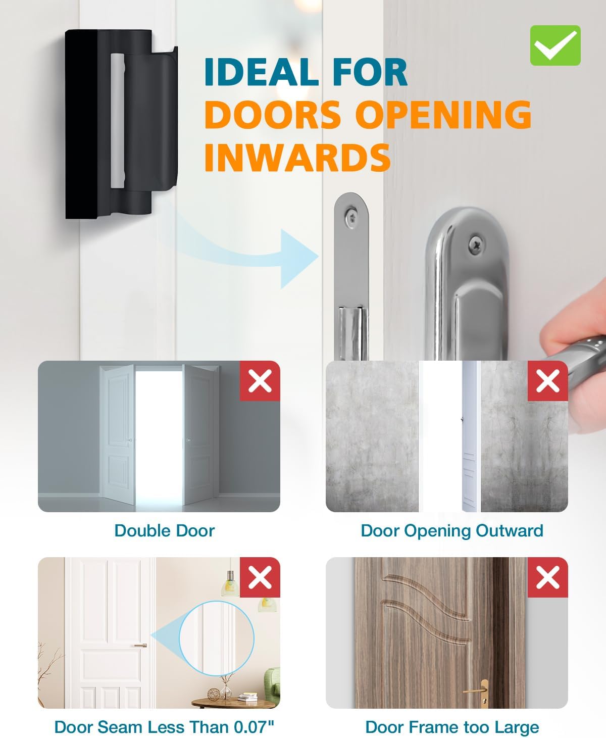 Door Lock for Front Door Kids Safety Home Security Door Reinforcement Locks