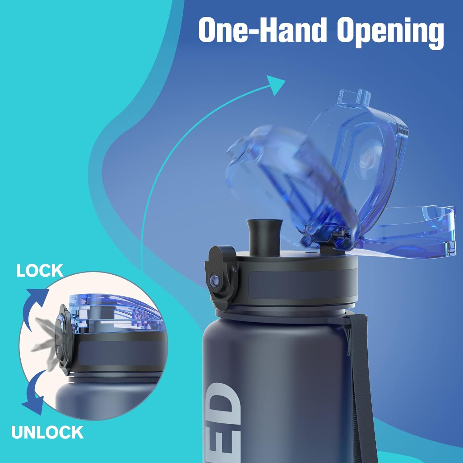 Sahara Sailor Water Bottle 32oz, Tritan Sports Bottle with Time Marker