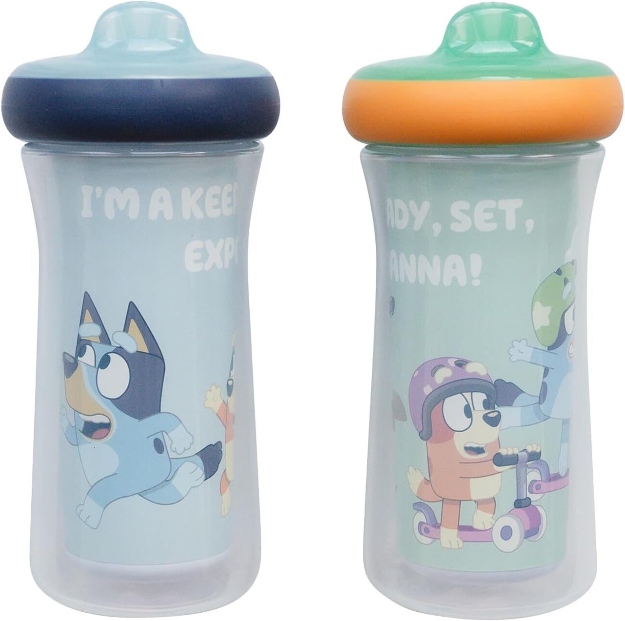 The First Years Bluey Insulated Sippy Cups - Dishwasher Safe Spill Proof Toddler Cups - Ages 12 Months and Up - 9 Ounces - 2 Count