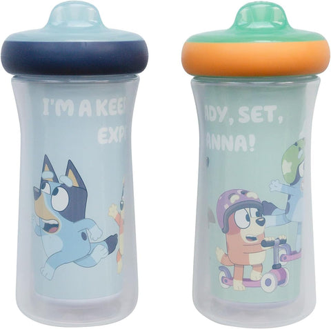The First Years Bluey Insulated Sippy Cups - Dishwasher Safe Spill Proof Toddler Cups - Ages 12 Months and Up - 9 Ounces - 2 Count