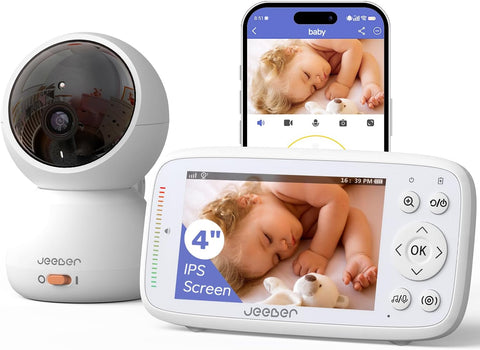 1080P WiFi Baby Monitor With Camera And Audio,4" Screen,PTZ 360°,2.4GHz