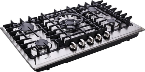 30 Inch Gas Cooktop Built-in 5 Burners Stainless Steel Gas Stovetop LPG/NG Convertible Dual Fuel Gas Hob DT5703