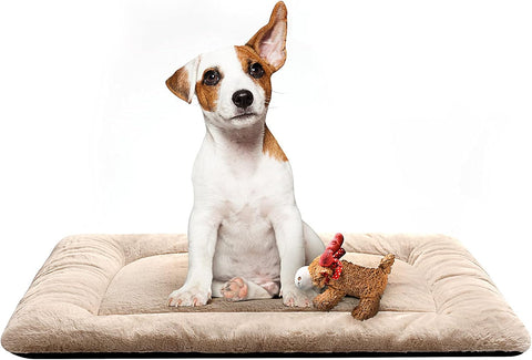 Dog Crate Pad Washable Dog Bed for Crate Small Cozy Mat 24-Inch Camel