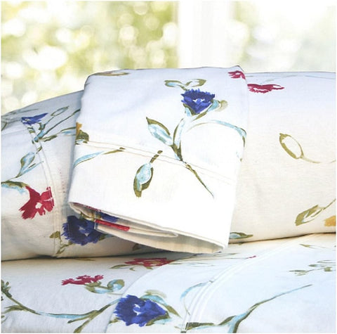 Tribeca Living King Extra Deep Pocket Flannel Sheet Set, Floral Garden