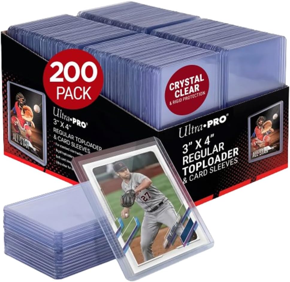 Ultra Pro 3" x 4" Clear Regular Toploaders & Card Sleeves Bundle, 200 Pack