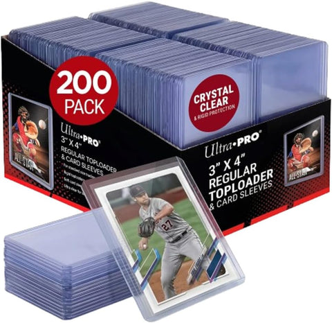 Ultra Pro 3" x 4" Clear Regular Toploaders & Card Sleeves Bundle, 200 Pack